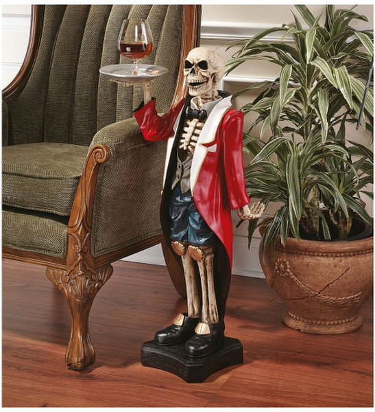 Bones the English Butler Pedestal Table Sculpture Skeleton